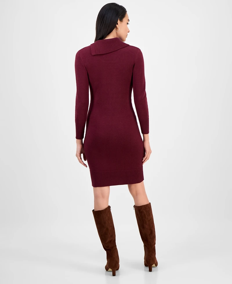 Sandra Darren Women's Cable-Knit Fitted Long-Sleeve Sweater Dress