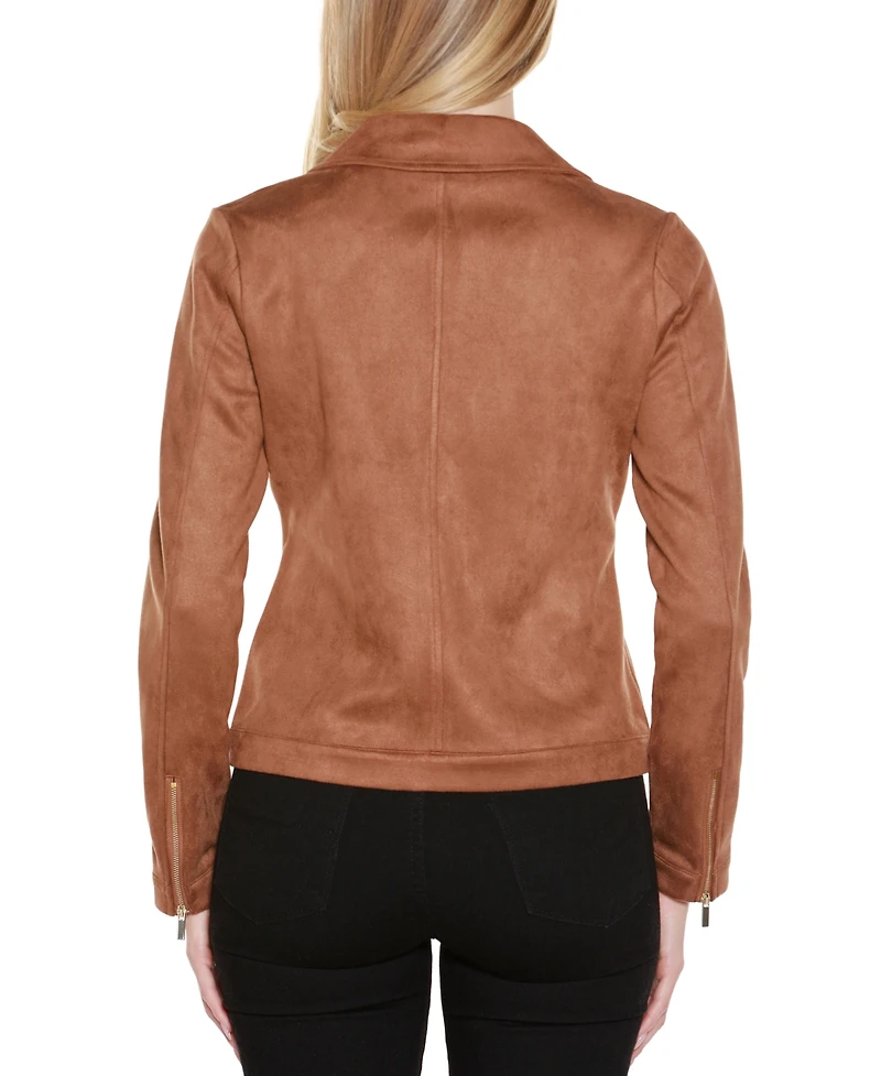 Belldini Women's Faux-Suede Moto Jacket