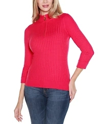 Belldini Women's Ribbed Quarter-Zip Sweater