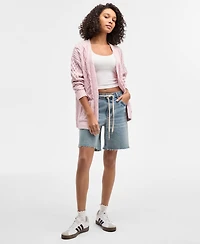 Hooked Up by Iot Juniors' Cable-Knit Open Cardigan