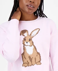 Hooked Up by Iot Juniors' Mossy Bunny Crewneck Sweater