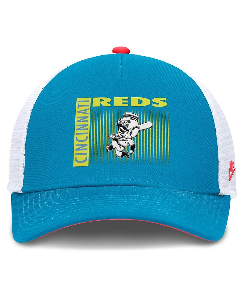 Nike Men's Teal Cincinnati Reds Neon 90s Rise Structured Performance Adjustable Trucker Hat