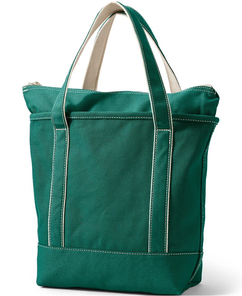 Lands' End Medium Solid Color 5 Pocket Zip Top Canvas Tote Bag