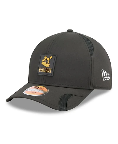 New Era Men's Black Pittsburgh Steelers 2025 Sideline Throwback M-crown 9FORTY Adjustable Hat