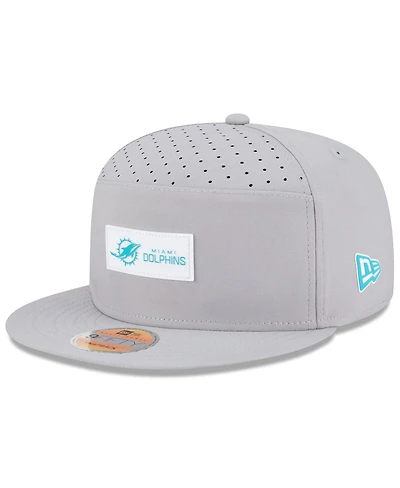 New Era Men's Gray Miami Dolphins 2025 Sideline Split Panel 9FIFTY Snapback Hat