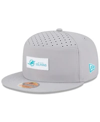 New Era Men's Gray Miami Dolphins 2025 Sideline Split Panel 9FIFTY Snapback Hat
