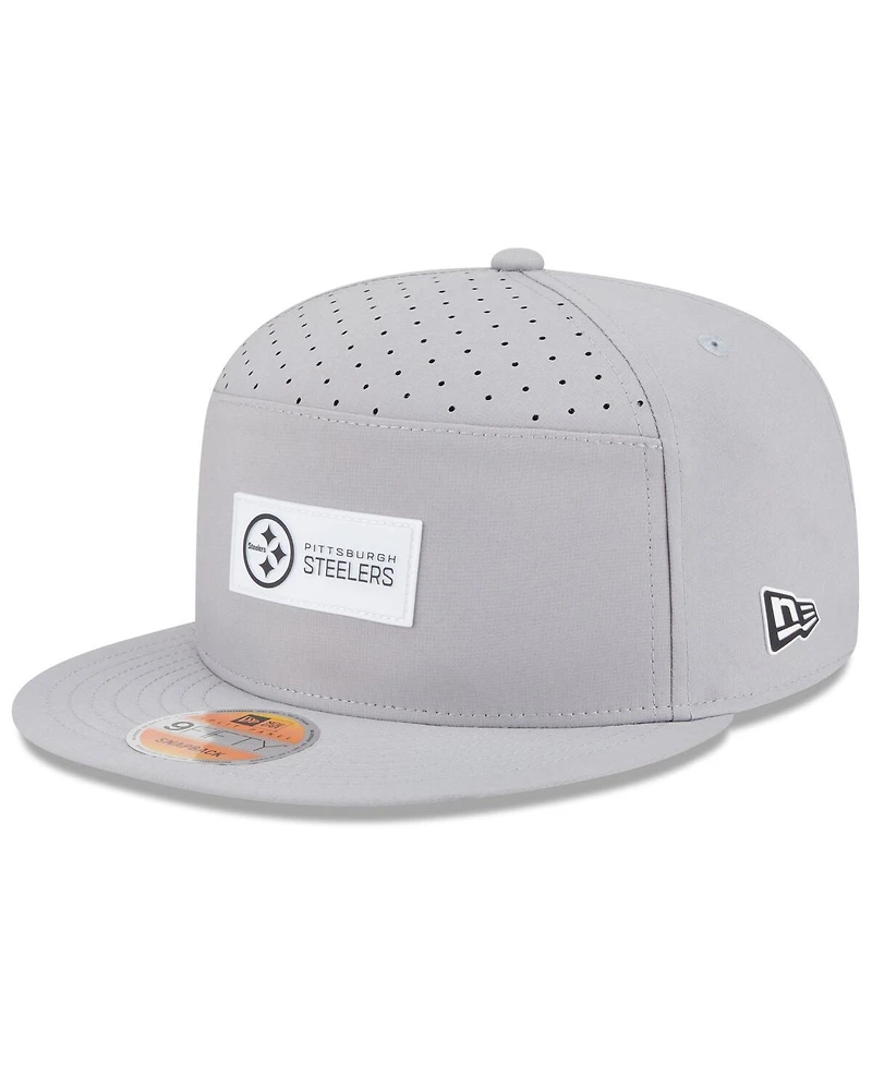 New Era Men's Gray Pittsburgh Steelers 2025 Sideline Split Panel 9FIFTY Snapback Hat