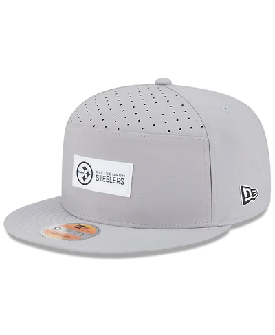 New Era Men's Gray Pittsburgh Steelers 2025 Sideline Split Panel 9FIFTY Snapback Hat