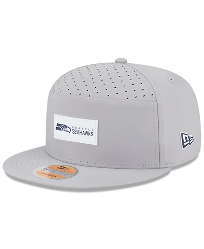 New Era Men's Gray Seattle Seahawks 2025 Sideline Split Panel 9FIFTY Snapback Hat