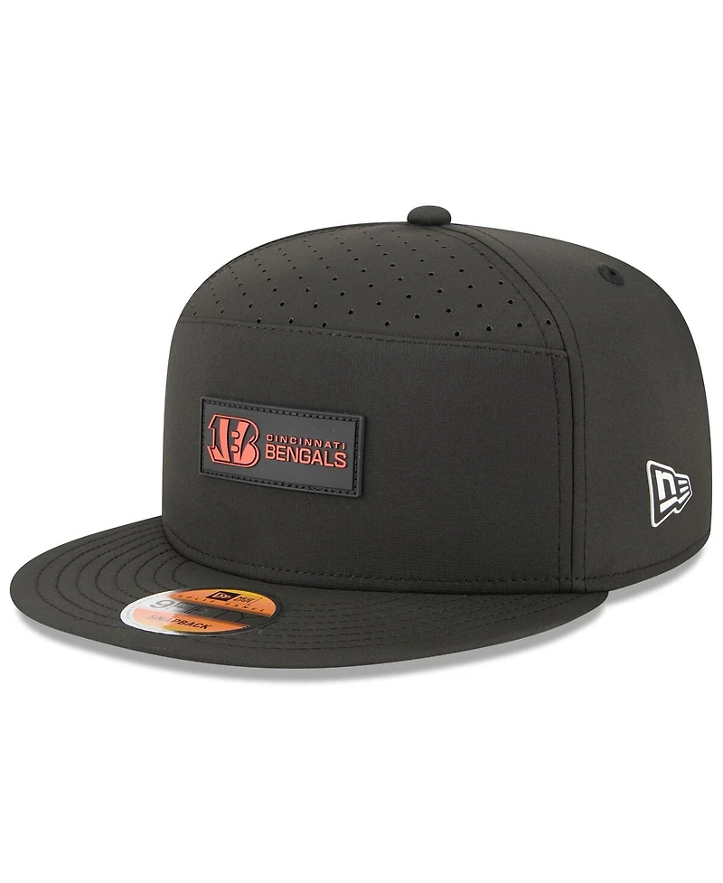 New Era Men's Black Cincinnati Bengals 2025 Sideline Split Panel 9FIFTY Snapback Hat