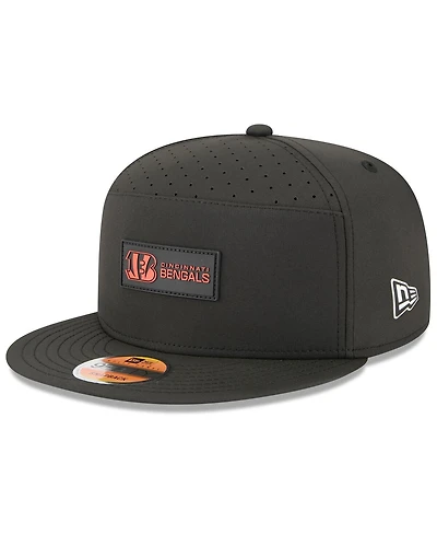New Era Men's Black Cincinnati Bengals 2025 Sideline Split Panel 9FIFTY Snapback Hat