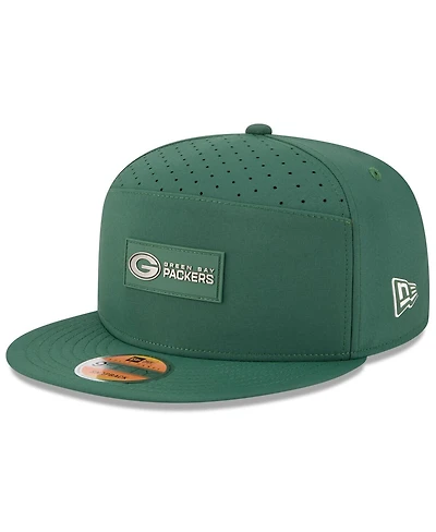 New Era Men's Green Green Bay Packers 2025 Sideline Split Panel 9FIFTY Snapback Hat