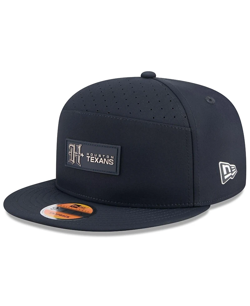 New Era Men's Navy Houston Texans 2025 Sideline H-Town Split Panel 9FIFTY Snapback Hat