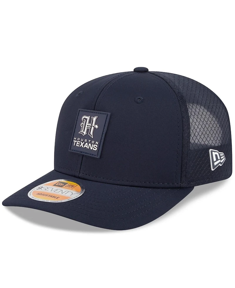 New Era Men's Navy Houston Texans 2025 Sideline H-Town 9SEVENTY Trucker Adjustable Hat