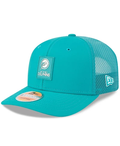 New Era Men's Aqua Miami Dolphins 2025 Sideline Throwback 9SEVENTY Trucker Adjustable Hat