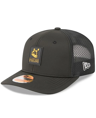 New Era Men's Black Pittsburgh Steelers 2025 Sideline Throwback 9SEVENTY Trucker Adjustable Hat