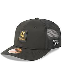 New Era Men's Black Pittsburgh Steelers 2025 Sideline Throwback 9SEVENTY Trucker Adjustable Hat