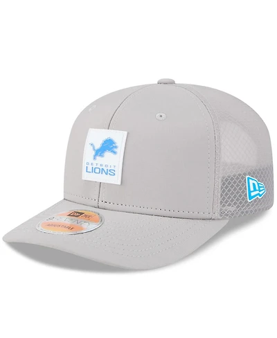 New Era Men's Gray Detroit Lions 2025 Sideline 9SEVENTY Adjustable Trucker Hat