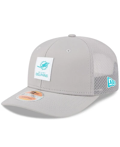 New Era Men's Gray Miami Dolphins 2025 Sideline 9SEVENTY Adjustable Trucker Hat