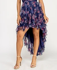 pear culture Juniors' Printed Petal High Low Dress