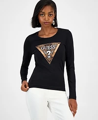 Guess Women's Triangle Logo Long-Sleeve T-Shirt