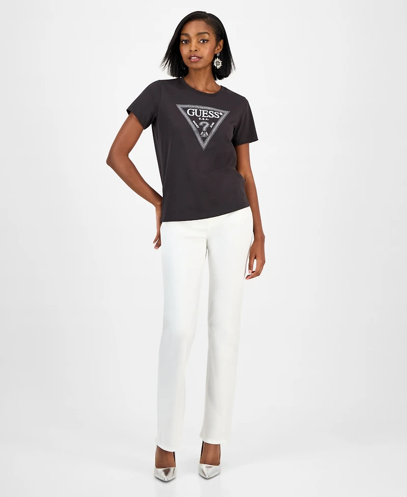 Guess Women's Embellished Triangle Short Sleeve T-Shirt