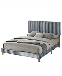 Best Quality Furniture Queen Corduroy Velvet Panel Bed