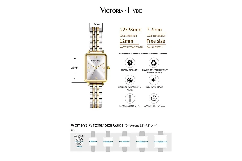 Women's Watch 22×28 mm Dial Rectangular Face Watches Hampton Victoria Hyde