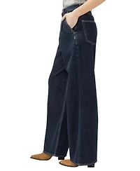 Silver Jeans Co. Women's High Rise Pleated Denim Trouser Leg