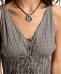 Lucky Brand Women's Cotton V-Neck Smocked-Waist Midi Dress