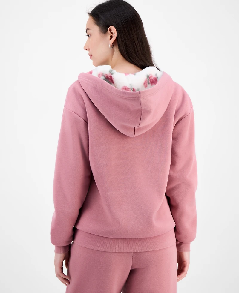 Ultra Flirt Juniors' Full-Zip Faux-Fur-Lined Hoodie