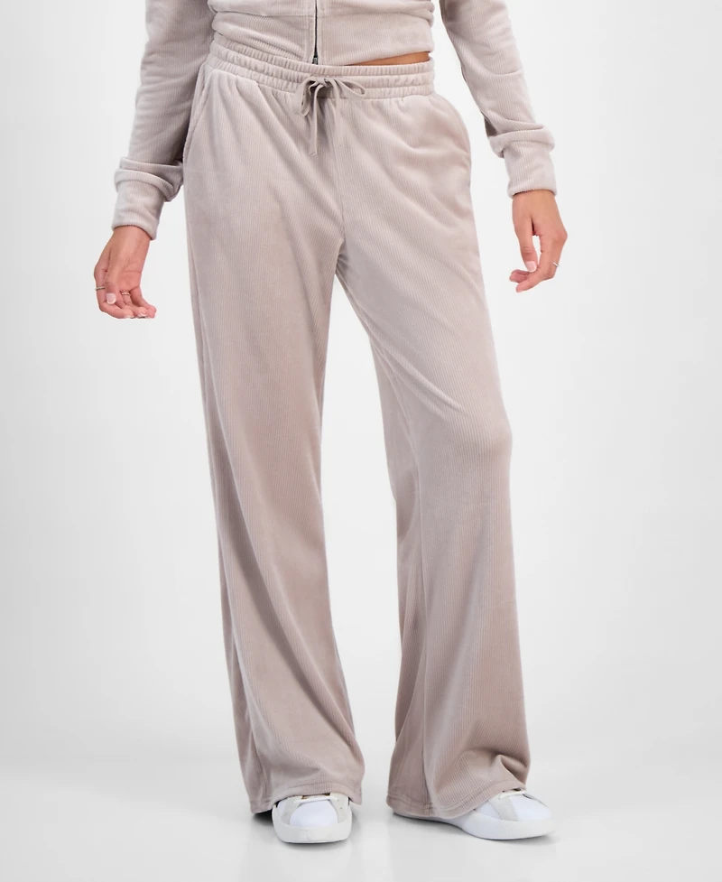 Hippie Rose Juniors' Ribbed Velour Drawstring Pants