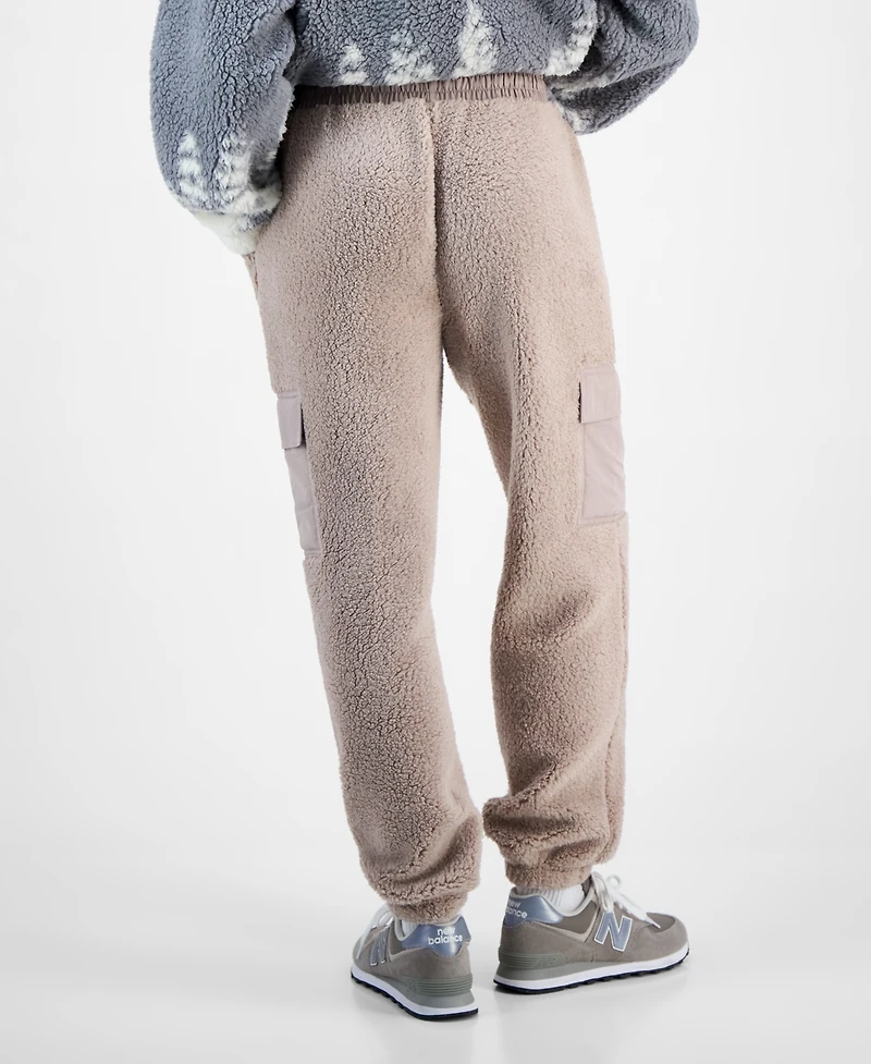Hippie Rose Juniors' Sherpa Cargo Jogger Pants