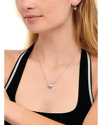 Devata Contour-lined Heart Necklace in Sterling Silver, Adj to 16 in / 17 in / 18 in