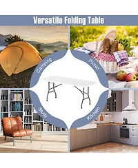 Gymax 3 Pcs Folding Picnic Table Set w/ 6 ft Table & 2 Benches Hdpe Tabletop Bench Top