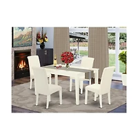 East West Furniture Dining Room Set Linen White