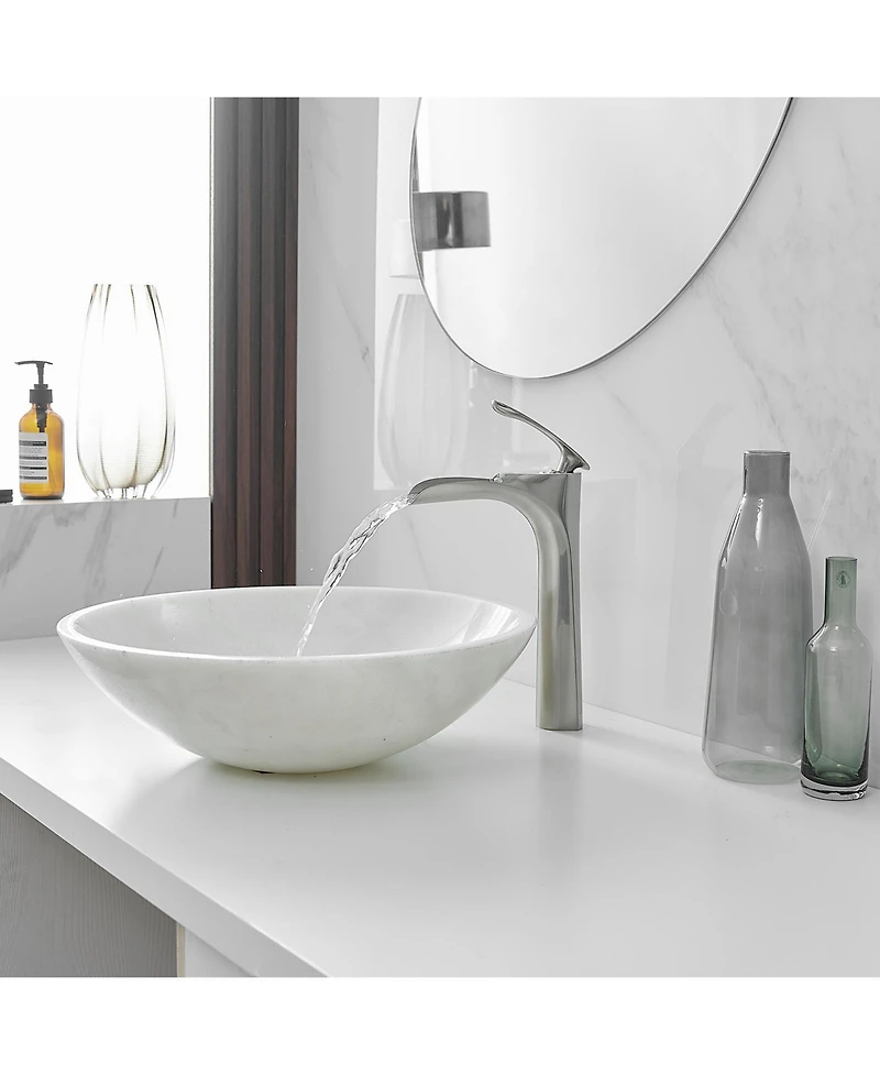 Greenspring Single Hole Handle Bathroom Vessel Sink Faucet With Pop Up Drain Without Overflow Matte Black Chrome