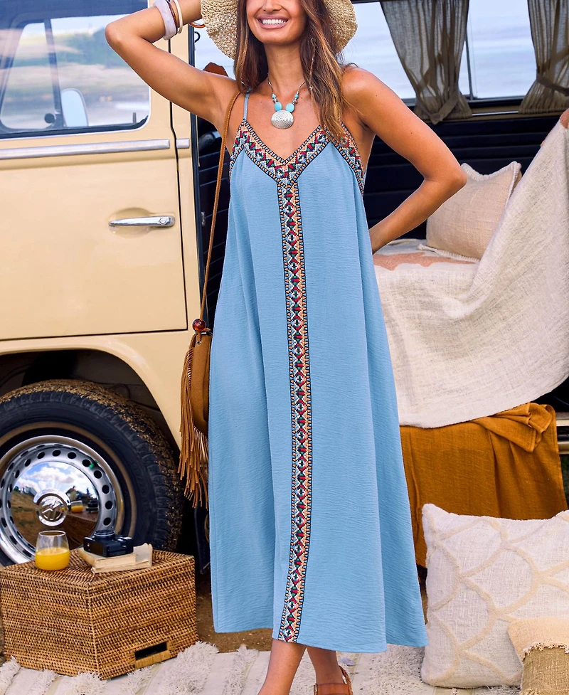 Cupshe Women's Let It Slide Blue Maxi Beach Dress