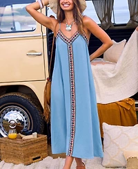Cupshe Women's Let It Slide Blue Maxi Beach Dress