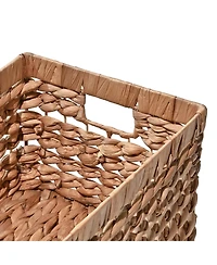 Hayden Bohemian Cottage Hand-Woven Hyacinth Rectangular Nesting Baskets with Handles (Set of 3)