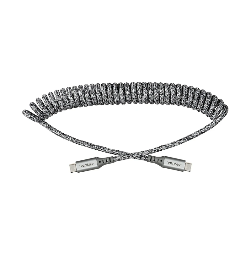 Ventev Helix Usb C to Usb C High Speed Travel 3 Foot Cable-Gray