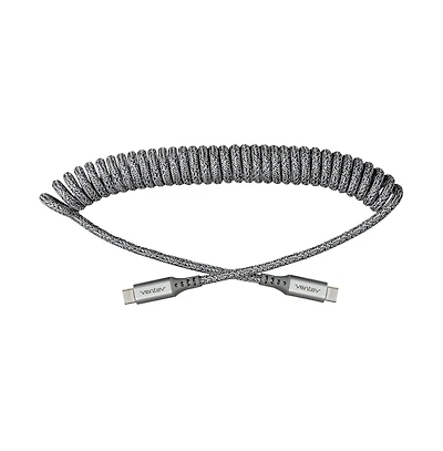 Ventev Helix Usb C to Usb C High Speed Travel 3 Foot Cable-Gray