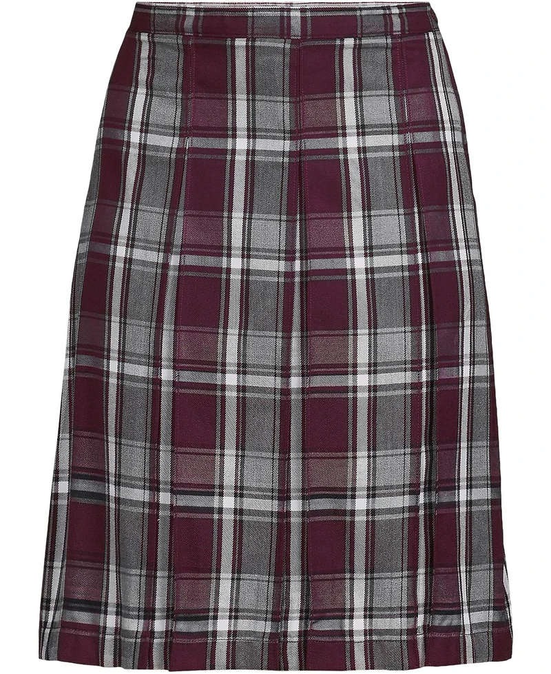 Lands' End Women's Top of the Knee Plaid Box Pleat Skirt
