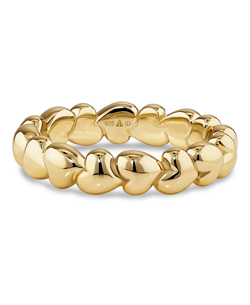 Devata Sweet Heart Eternity Band Ring Gold Plated Sterling Silver,