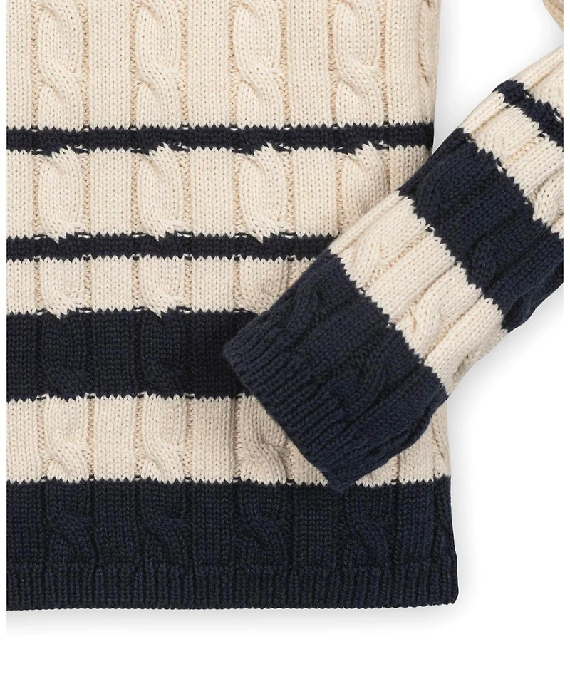 Hope & Henry Girls Organic Roll Neck Cable Sweater