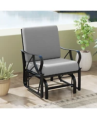 Gymax 2PCS Patio Glider Chair Single Outdoor Rocking with Seat and Back Cushions