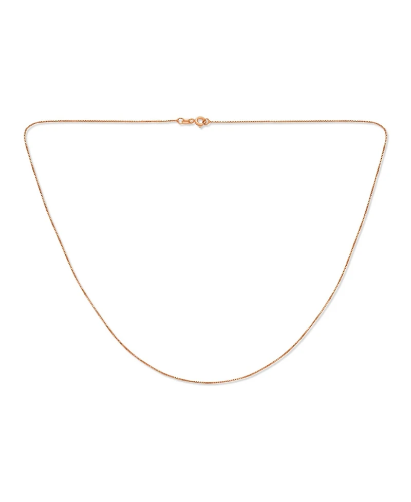 Bling Jewelry Plain Simple 0.8MM Thin Box Chain Necklace Rose Gold Plated Sterling Silver