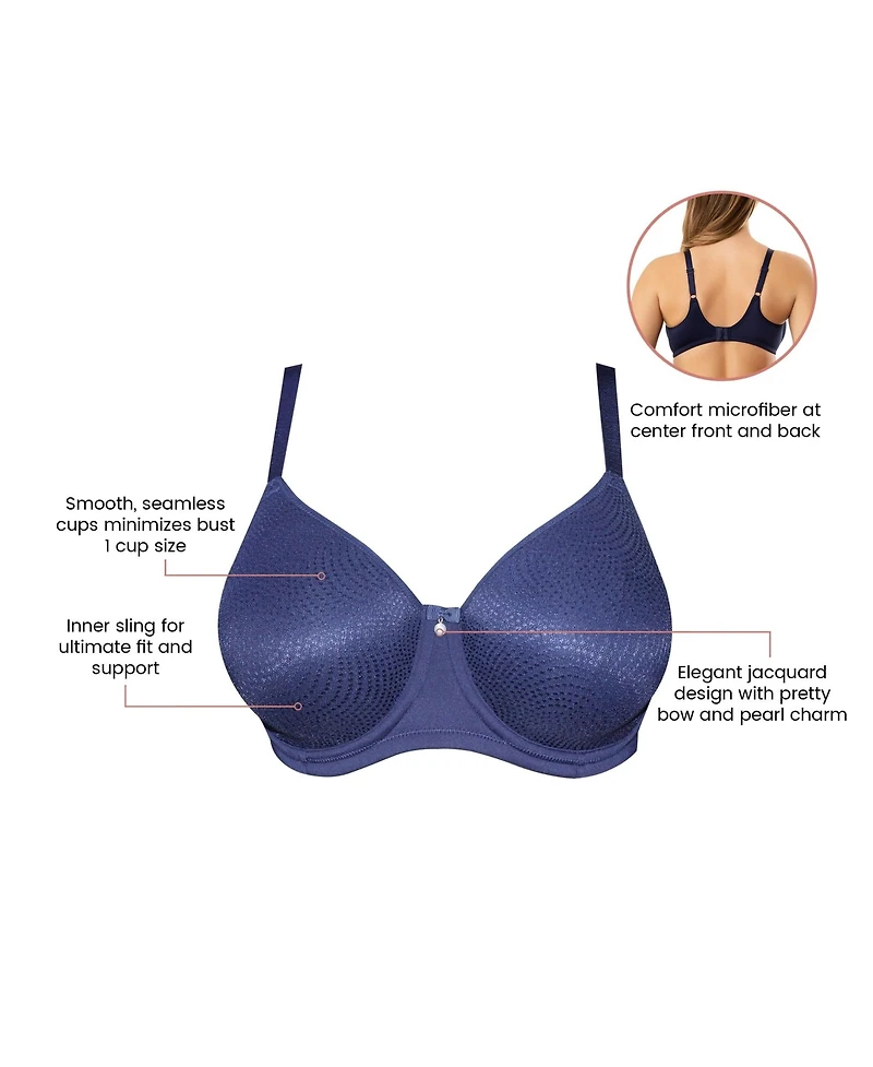 Parfait Women's Pearl Non-Padded Seamless Minimizer Bra, Navy, 42H
