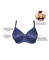 Parfait Women's Pearl Non-Padded Seamless Minimizer Bra, Navy, 42H