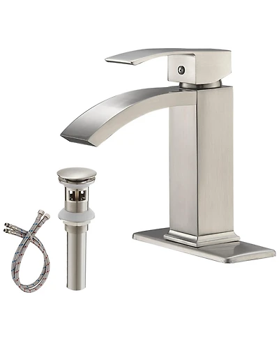 Waterfall Single Hole Handle Bathroom Faucet Brushed Gold